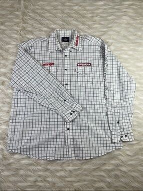 Wrangler PBR Rodeo Shirt Men's XL White Check